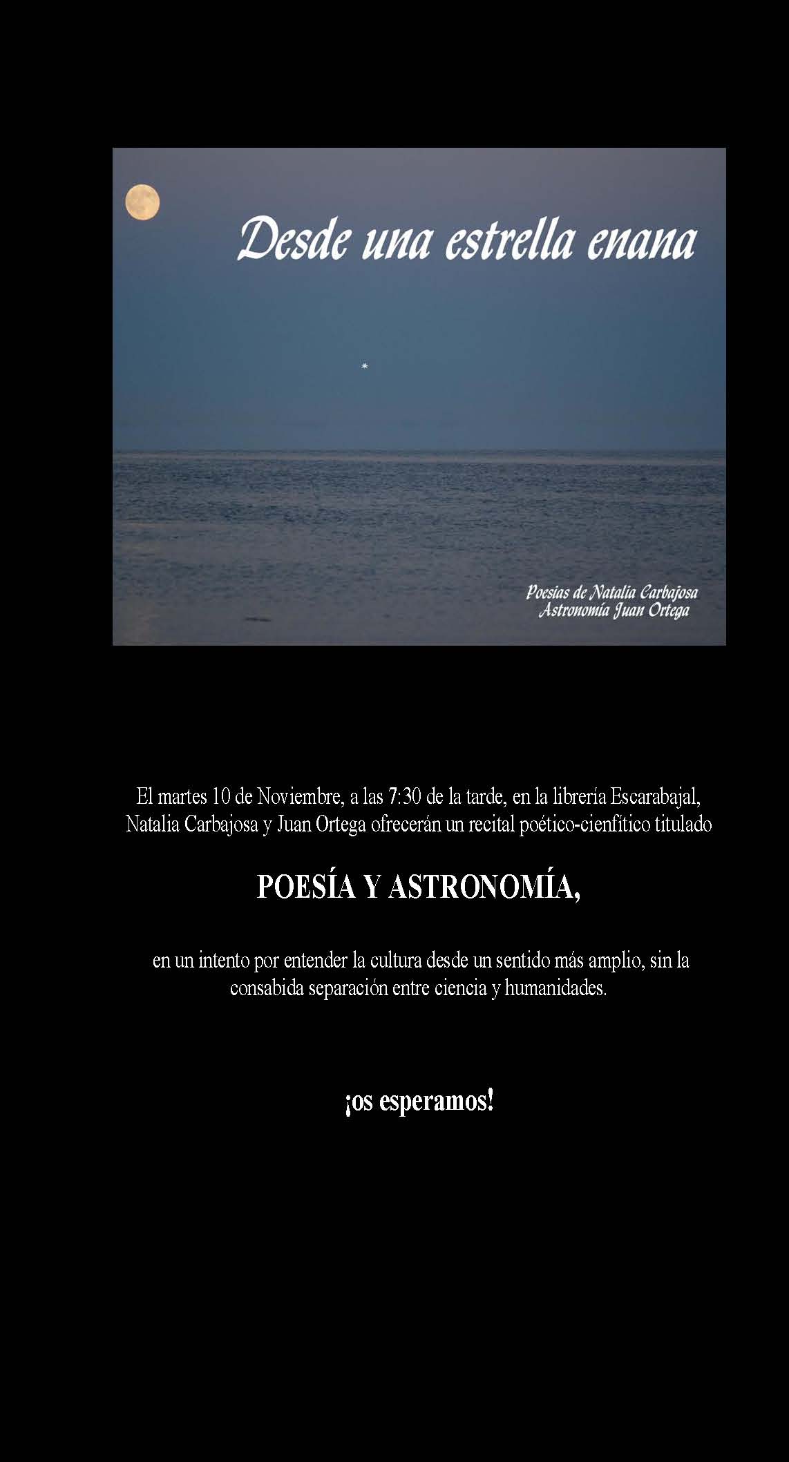 Recital poesía y astronomía: Natalia Carbajosa y Juan Ortega - cartel2 - Recital poesía y astronomía: Natalia Carbajosa y Juan Ortega