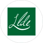 Vibrant green logo of Ldele publisher featuring elegant script lettering.
