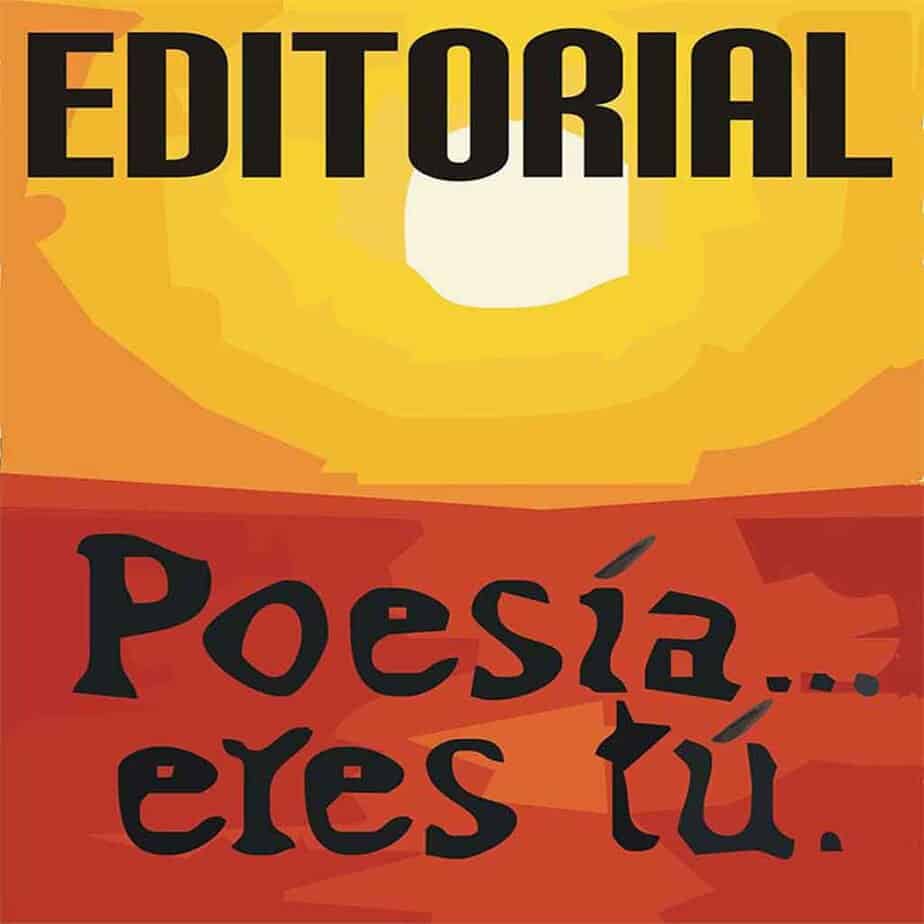 Vibrant abstract background with bold "Editorial Poesía eres tú" text for poetry book promotion.