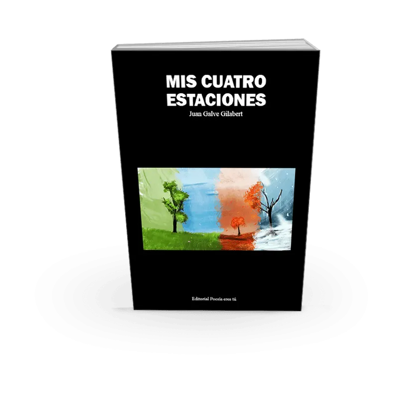 Bright ongoing trees on a poetry book cover, showing seasons of change, highlighting poetic themes.
